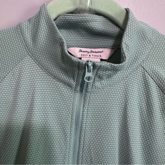 Tommy Bahama Golf Shirt Womens Large Green 1/4 Zip Long Sleeve Pullover Athletic - Picture 2 of 5